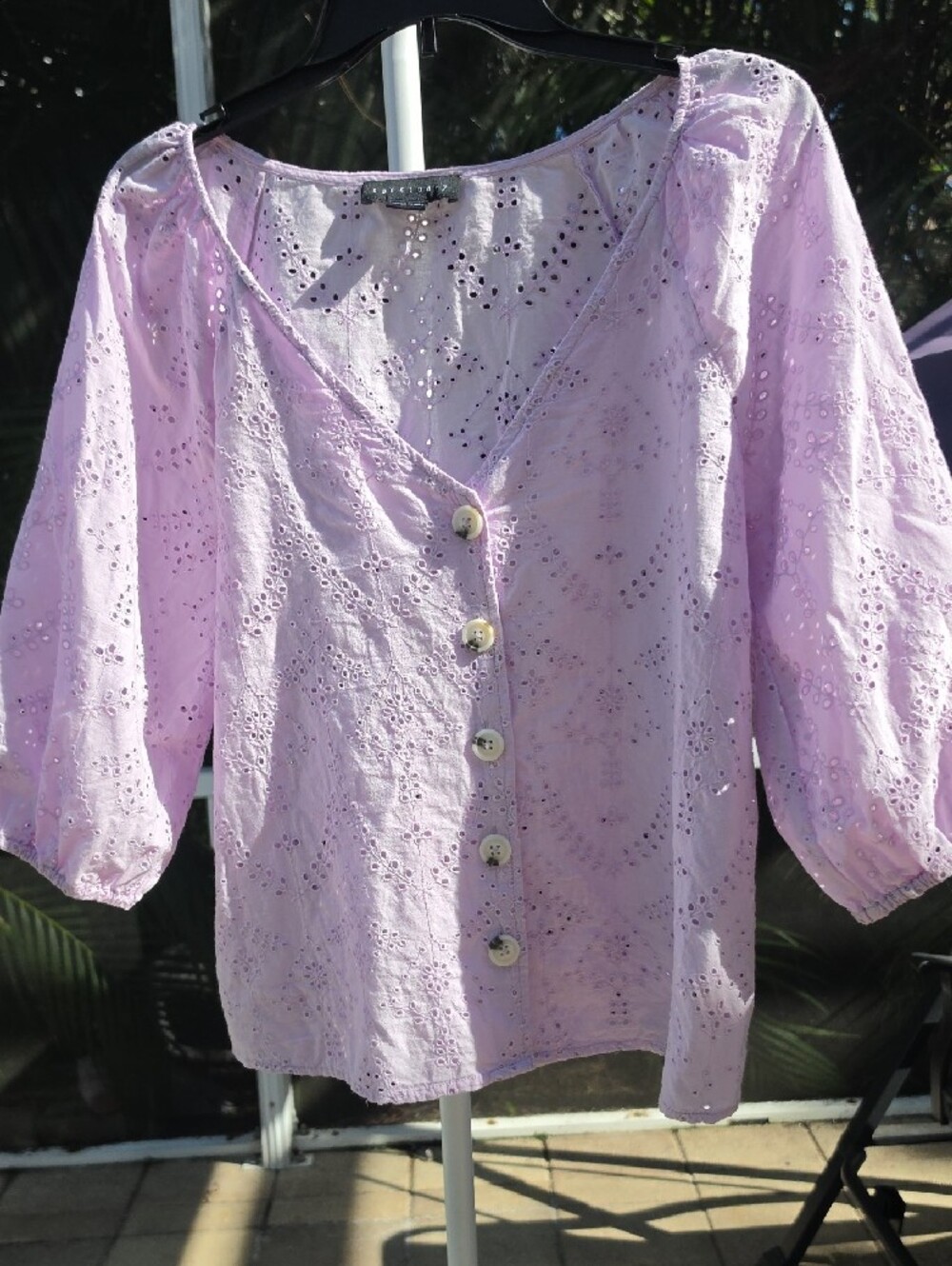 SANCTUARY Lavender Eyelet Button-Front Blouse